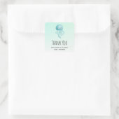 Schattige Leuk Blauw-Groen Kwallen Partij Dank u Vierkante Sticker (Tas)