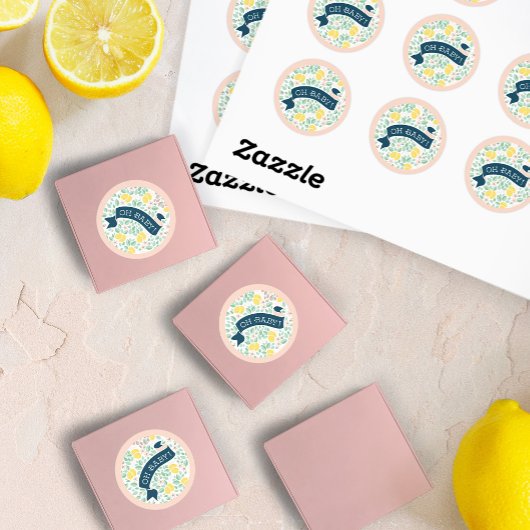 Schattige Leuk Citroengeel Botanisch Baby shower Ronde Sticker