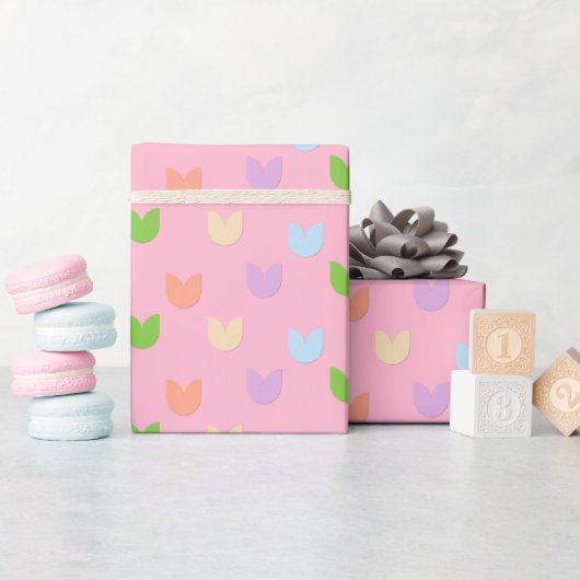 Schattige & Leuk Elegant Pastel Tulpenbloemen, Bab Cadeaupapier (Baby Shower)
