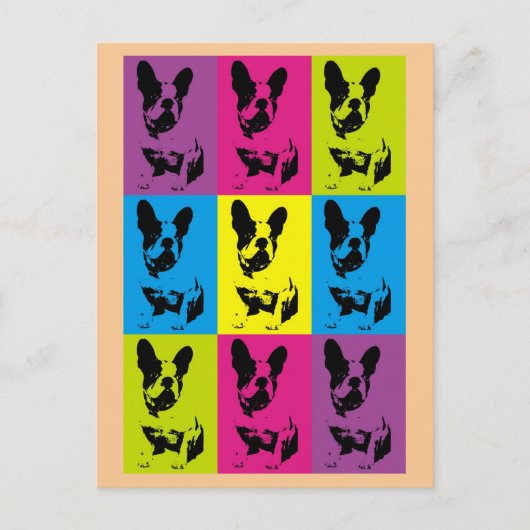 Schattige Leuk Frans Bulldog Frenchie Pop Art Briefkaart (Voorkant)