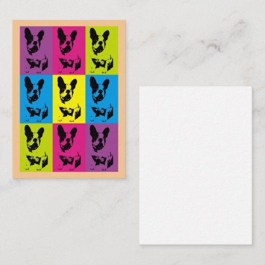 Schattige Leuk Frans Bulldog Frenchie Pop Art Notitiekaartje (Voorkant / Achterkant)