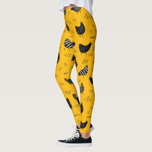 Schattige Leuk Geel Zwart Kip Leggings (Links)
