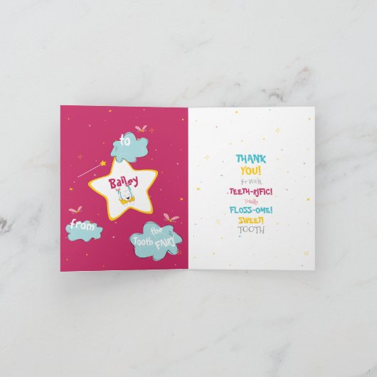 Schattige Leuk Grappig Tandenfee Gepersonaliseerd Kaart (Binnen)