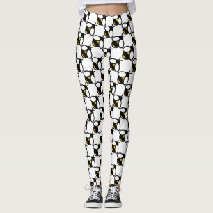 Schattige leuk hommelpatroon terug geel bij leggings