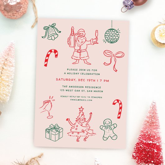 Schattige Leuk Kerstfeest Doodles Kaart