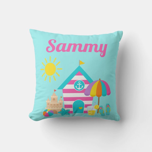 Schattige leuk kind strand zomer kussen (Voorkant)