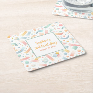 Schattige Leuk Kinder Confetti Kleurrijke Pastel V Kartonnen Onderzetters