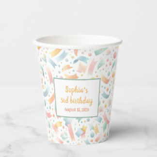 Schattige Leuk Kinder Confetti Kleurrijke Pastel V Papieren Bekers