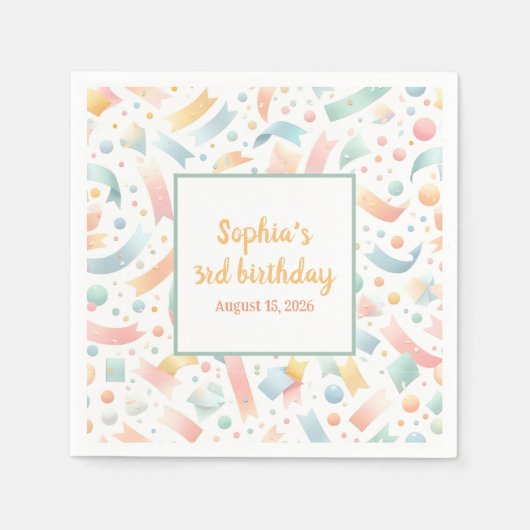 Schattige Leuk Kinder Confetti Kleurrijke Pastel V Servet (Voorkant)