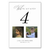 Schattige Leuk Kindertijd Foto Bruiloft Tafel Numm Kaart (Voorkant)