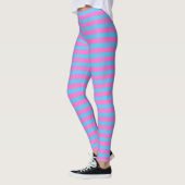 Schattige Leuk Kleurrijk Roze en Blauw Gestreept Leggings (Links)