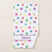 Schattige Leuk Kleurrijke Paw Prints Gepersonalise Bad Handdoek (Handdoek)