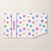 Schattige Leuk Kleurrijke Paw Prints Gepersonalise Bad Handdoek (Handdoek)
