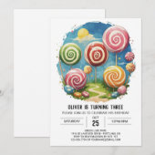 Schattige Leuk Lollipop Verjaardag Kaart (Voorkant / Achterkant)