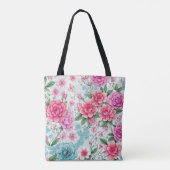 Schattige Leuk Meisje Bloemen Canvas tas (Achterkant)