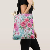 Schattige Leuk Meisje Bloemen Canvas tas (Dichtbij)