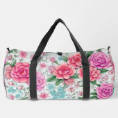 Schattige Leuk Meisje  Bloemenpatroon Duffeltas Plunjezak (Achterkant)