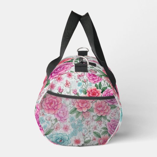 Schattige Leuk Meisje  Bloemenpatroon Duffeltas Plunjezak (Rechts)