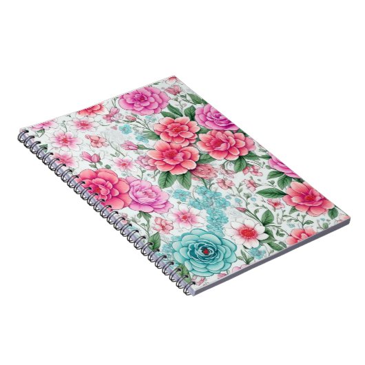 Schattige Leuk Meisje  Bloemenpatroon Notitieboek (Rechterzijde)