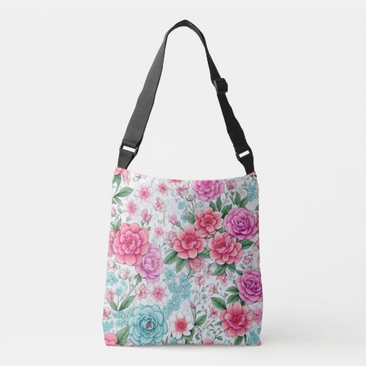 Schattige Leuk Meisje  Geïnspireerd Bloemen Canvas Crossbody Tas (Voorkant)