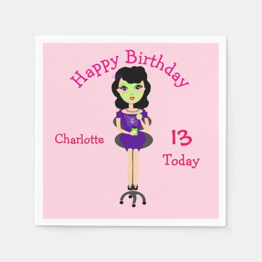 Schattige Leuk Meisje Pamper Spa Party Thema Voor  Servetten (Voorkant)