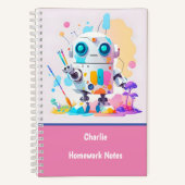 Schattige & Leuk Messy Robot Paint Splashes School Notitieboek (Voorkant)