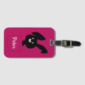 Schattige Leuk Minimal Cartoon Zwart Konijntje op Bagagelabel (Voorkant (horizontaal))