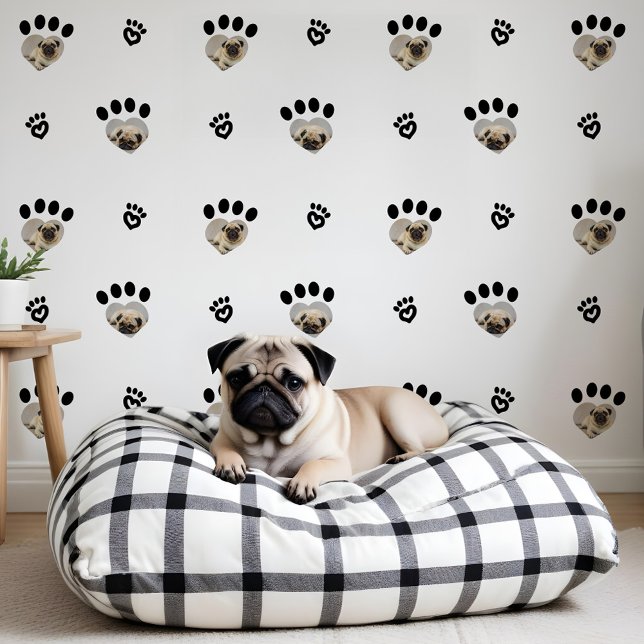 Schattige Leuk Minimal Zwart Hart Pet Foto's Paw P Behang (Cute Fun Minimal Black Heart Pet Photos Paw Print Wallpaper)