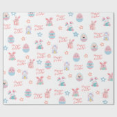 Schattige & Leuk Pastel Bunny & Easter Egg Cadeaupapier (Vlak)