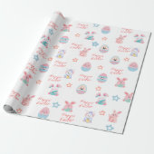 Schattige & Leuk Pastel Bunny & Easter Egg Cadeaupapier (Uitgerold)