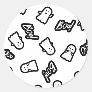 Schattige Leuk Spooky Halloween Ghosts Pattern Ronde Sticker