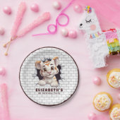 Schattige leuk tijgerwelpje gluren donkerbruin fee papieren bordje (Feest)