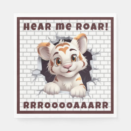 Schattige leuk tijgerwelpje peeking out custom don servet