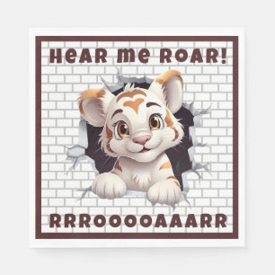 Schattige leuk tijgerwelpje peeking out custom don servet