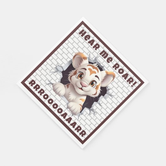 Schattige leuk tijgerwelpje peeking out custom don servet (Hoek)