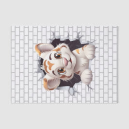 Schattige leuk tijgerwelpje peeking uit decoupage  tissuepapier