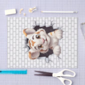 Schattige leuk tijgerwelpje peeking uit decoupage  tissuepapier (Craft)