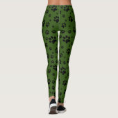 Schattige Leuk Zwart op Groene Paw Prints Leggings (Achterkant)