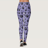 Schattige Leuk Zwart op Lavendel Paarse Paw Prints Leggings (Achterkant)