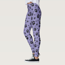 Schattige Leuk Zwart op Lavendel Paarse Paw Prints Leggings