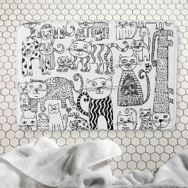 Schattige leuk zwart-witte poes kat badmat