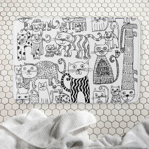 Schattige leuk zwart-witte poes kat badmat