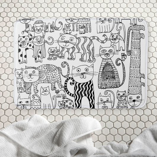 Schattige leuk zwart-witte poes kat badmat