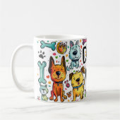 Schattige Leuke Cartoon Hond Moeder Koffiemok (Links)