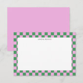 Schattige Leuke Dambord Roze Groen Geometrische Na Bedankkaart (Voorkant / Achterkant)