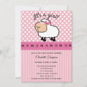 Schattige leuke grappige cartoon schaap roze baby kaart (Voorkant)