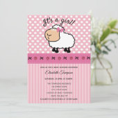 Schattige leuke grappige cartoon schaap roze baby  kaart (Staand voorkant)