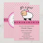 Schattige leuke grappige cartoon schaap roze baby  kaart (Voorkant / Achterkant)