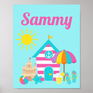 Schattige Leuke Kinderen Strand Zomer Poster