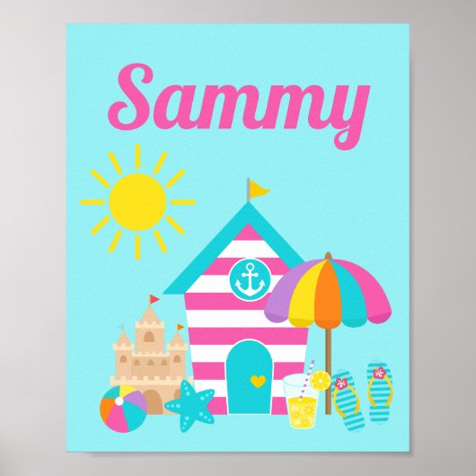Schattige Leuke Kinderen Strand Zomer Poster (Voorkant)